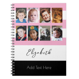Carnet 8 photo custom name pink