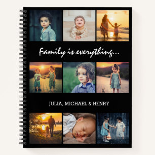 Carnet 9 Collage de photos Texte personnalisé La famille 