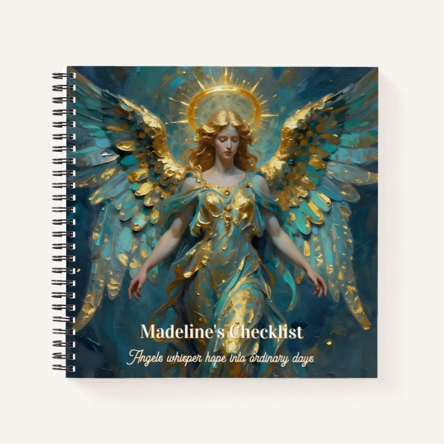 Carnet A Beautiful Gold and Turquoise Angel Personalized (Devant)