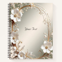 Carnet à cadre floral blanc orné