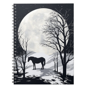 Carnet à cheval Pleine lune avec silhouette de c