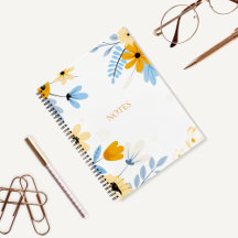 Carnet à couverture rigide à spirale florale