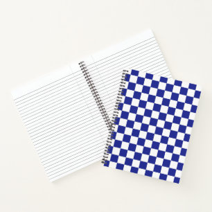 Carnet à damiers bleu et blanc