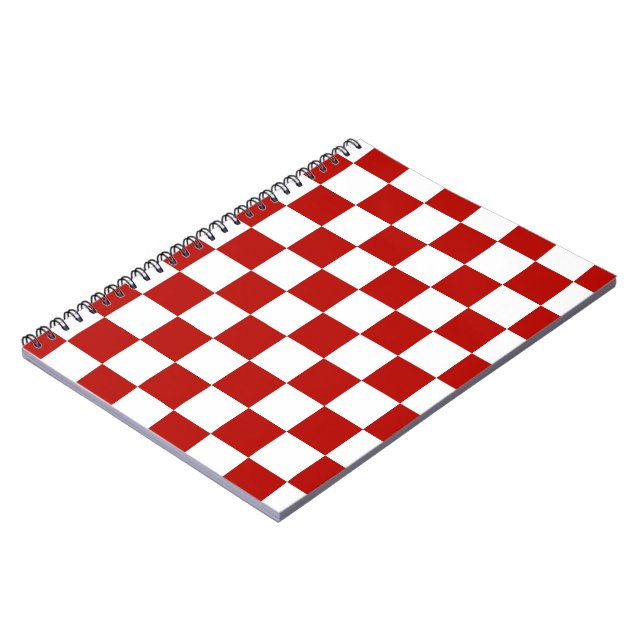 Carnet à damiers carré rouge blanc rétro (Côté gauche)