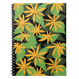 Carnet à fleurs noir orange