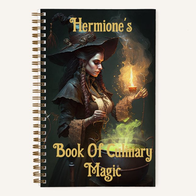 Carnet à la recette cutomisable Sorcière Steampunk (Recto)
