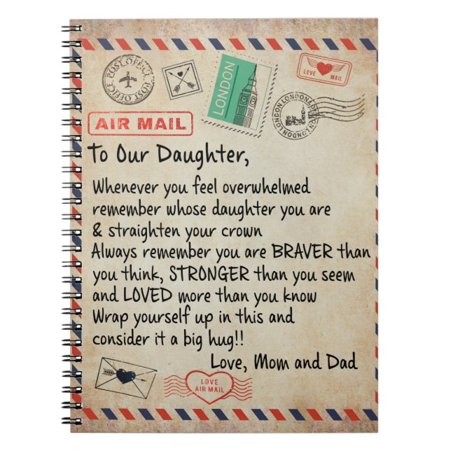 Carnet À Mon Don Fille, Lettre D'Amour À Notre Fille (Devant)