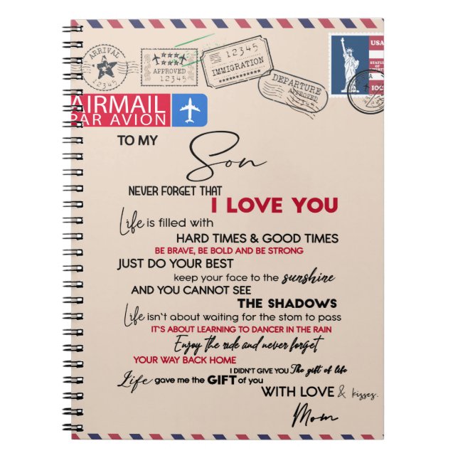 Carnet À Mon Fils Don, Maman Et Fils, Lettre D'Amour À So (Devant)
