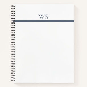 Carnet à monogramme barre bleu marine