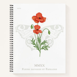Carnet à papillons de pavot et de paon