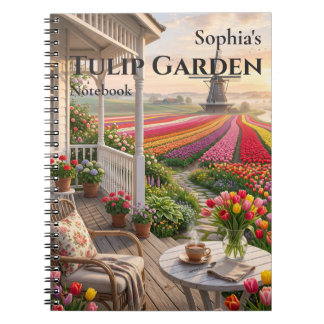 Carnet à spirale de jardin de tulipes personnalisé