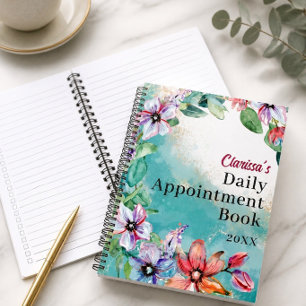 Carnet à spirale personnalisé avec fleurs à l'aqua