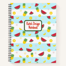 Carnet à spirales | Motif de pastèque ananas