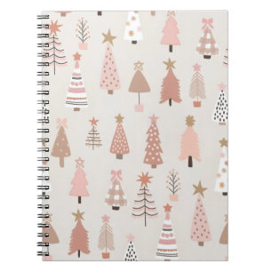 Carnet à spirales Noël Sapins Rose