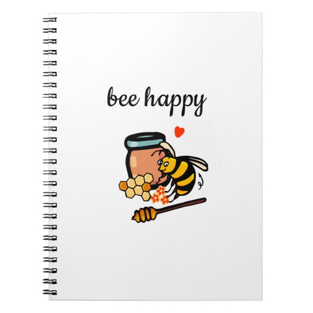 Carnet Abeille joyeux joli art des mots jaune et bleu (Devant)