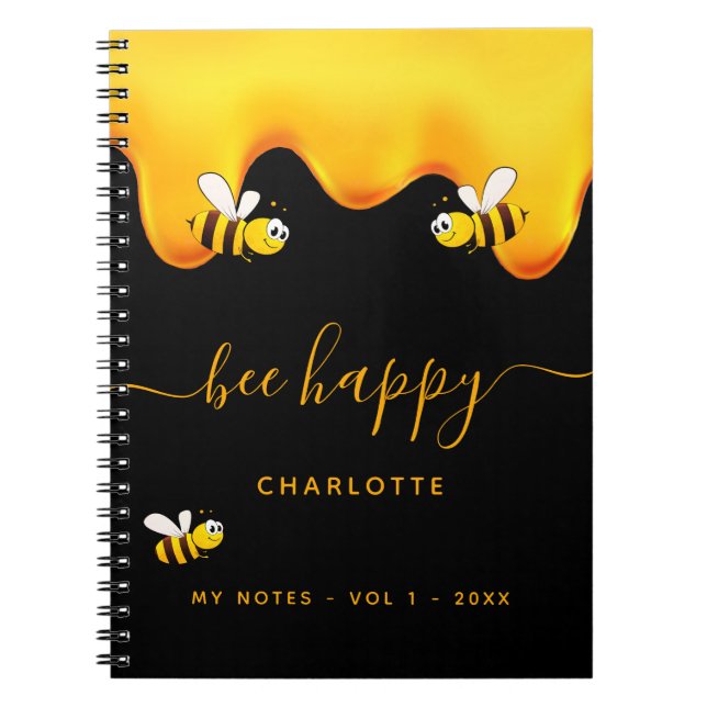 Carnet Abeille noire heureux bourdon abeilles doux journa (Devant)