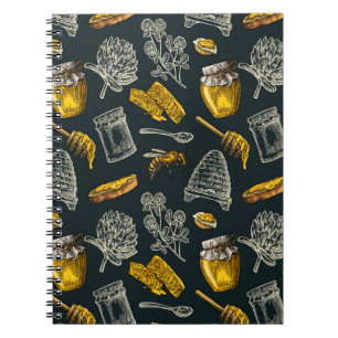 Carnet Abeille noire miel rucher jaune vintage bio