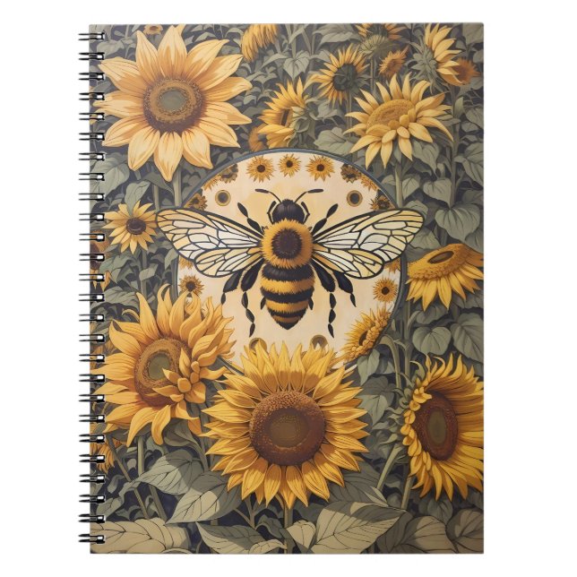 Carnet Abeille vintage et tournesol (Devant)