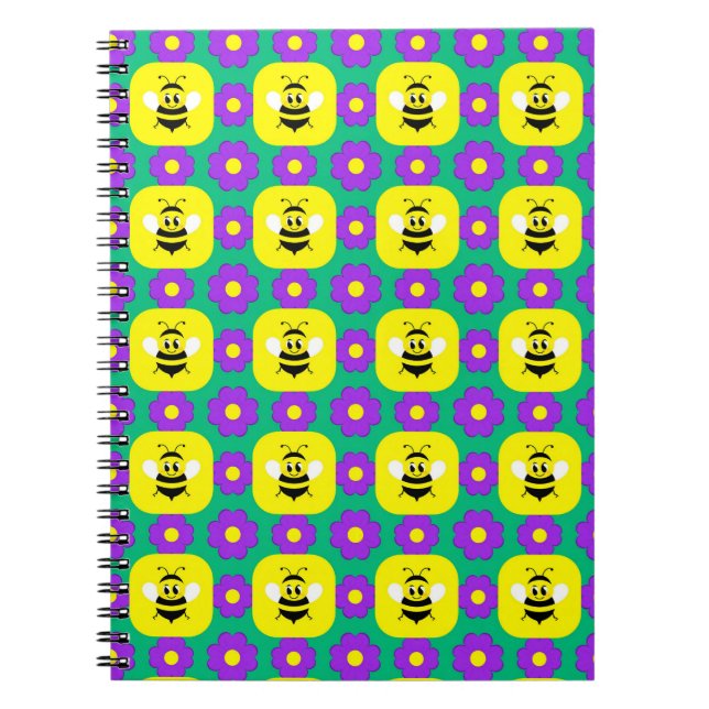 Carnet Abeilles et fleurs de dessin animé (Devant)