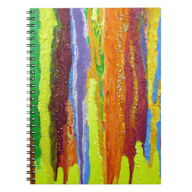 Carnet Abstract art rainbow stripes paint drip (Devant)