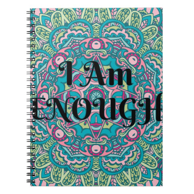 Carnet Abstract Boho Mandala I Am Enough Affirmation (Devant)