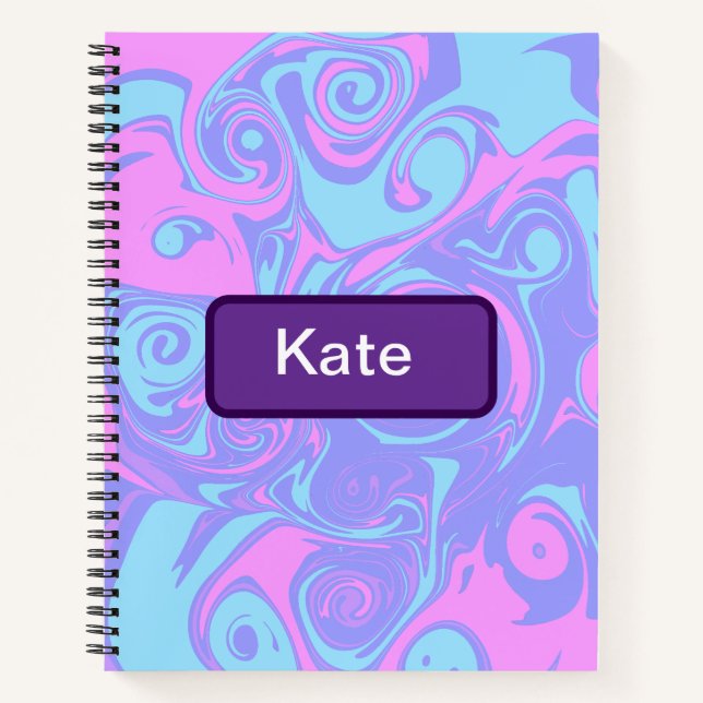 Carnet Abstract Pink Blue swirls  (Devant)