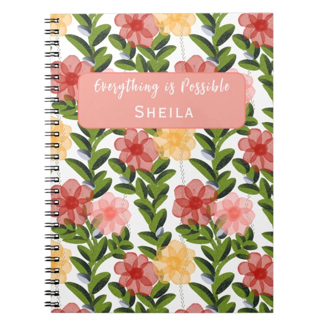 Carnet Abstract Watercolour Florals Notebook (Devant)
