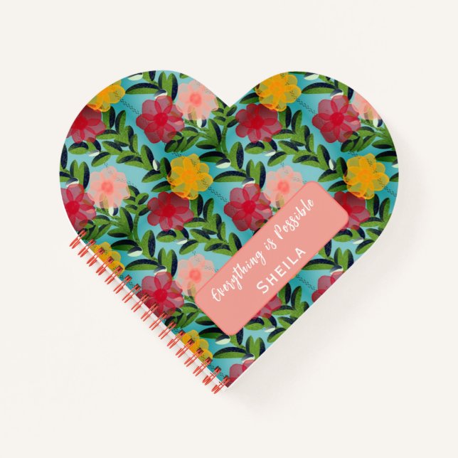 Carnet Abstract Watercolour Florals Notebook Blue (Devant)