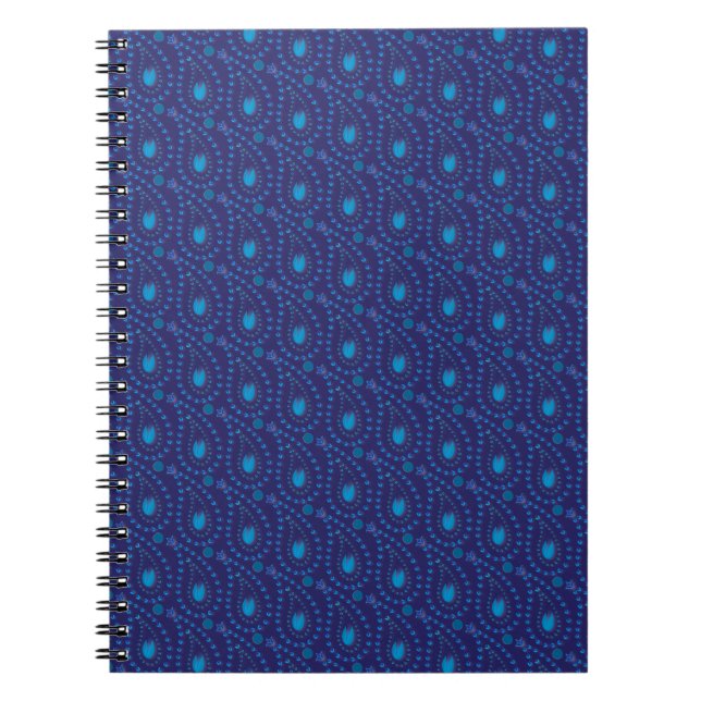 Carnet Abstrait bleu foncé Paisley Tulip motif floral (Devant)
