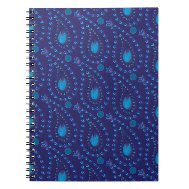 Carnet Abstrait bleu foncé Paisley Tulip motif floral (Devant)