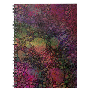 Carnet Abstrait Coloré avec Cercles Noirs et Grunge