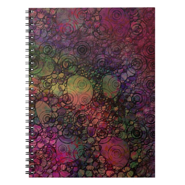 Carnet Abstrait Coloré avec Cercles Noirs et Grunge (Devant)