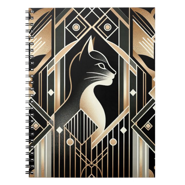 Carnet Abstrait de chat noir décoratif (Devant)