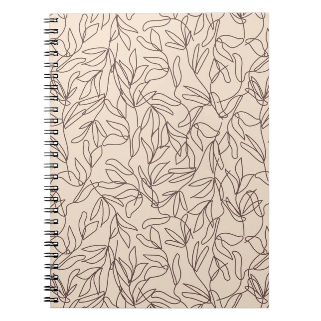 Carnet Abstrait de ligne de bois motif moderne art feuill (Devant)