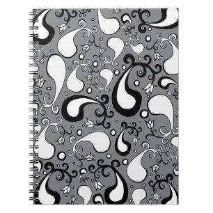 Carnet Abstrait gris et blanc Tulip Paisley motif