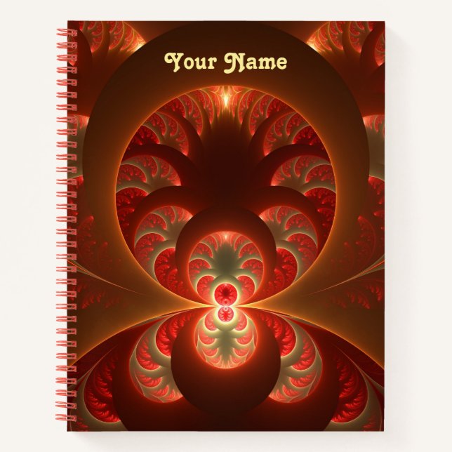 Carnet Abstrait lumineux rouge orange moderne rouge fract (Devant)