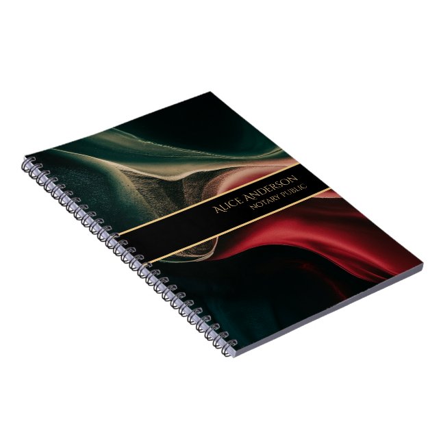 Carnet Abstrait luxe noir rouge foncé or vert Bureau (Côté Droit)