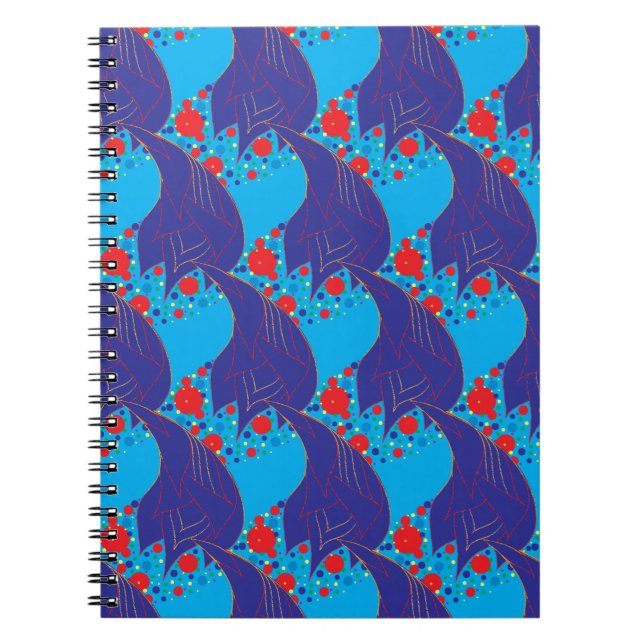 Carnet Abstrait moderne BLUE et rouge Rainbow gouttes mot (Devant)