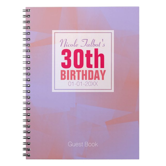 Carnet Abstrait Pastel 30e Anniversaire Réservez 8a (Devant)