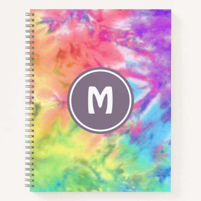 Carnet Abstrait Pastel Rainbow Fun Batik Tie Dye Monogram (Devant)