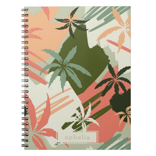 Carnet Abstrait Pastel Summer Palm Tree Motif (Devant)