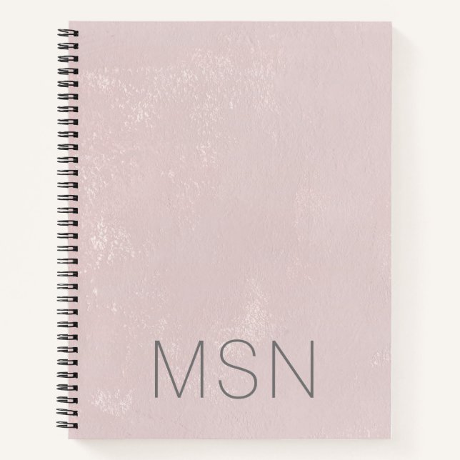 Carnet Abstrait Peint Rose Clair Monogramme (Devant)
