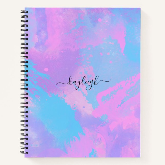 Carnet Abstrait rose violet turquoise (Devant)