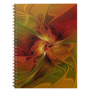 Carnet Abstrait Rouge Orange Brown Vert Fractal Art Flowe