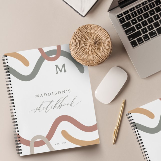 Carnet Abstrait Spiral Moderne Motif Monogramme Sketchboo (Abstract Spiral Modern Pattern Monogram Sketchbook Notebook)