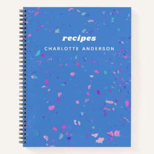 Carnet Abstrait Terrazzo Galaxy dans Blue Recipe Notebook