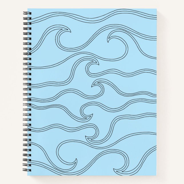 Carnet Abstraite ligne noire ondes bleu marine arrière -  (Devant)