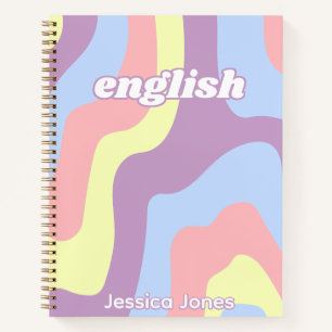 Carnet Abstraite Lignes de vague violet rose Nom du sujet