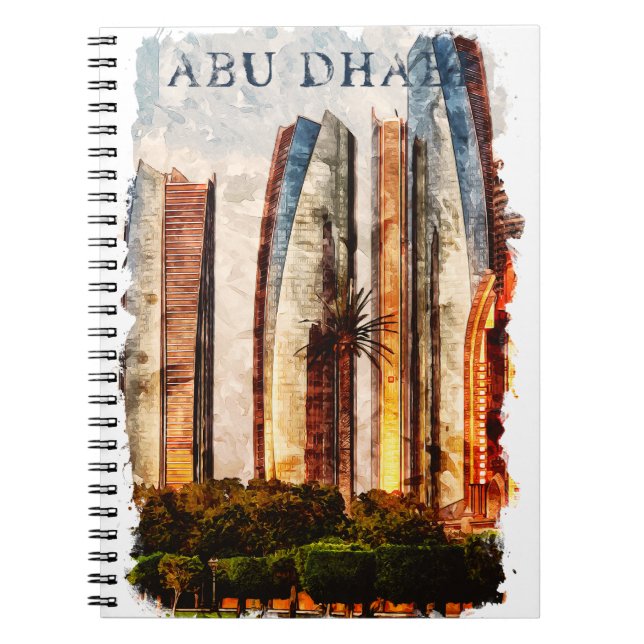 Carnet Abu Dhabi UAE Watercolor Skyline (Devant)