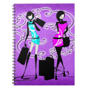 Carnet Achat pourpre à la mode de modèles de filles